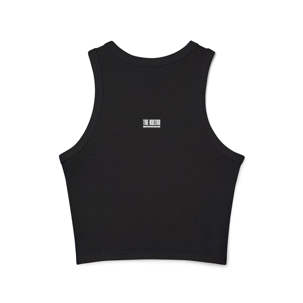 KULTRD Signature Racer Tank Top — Women's Cropped Micro Rib Graphic Tank