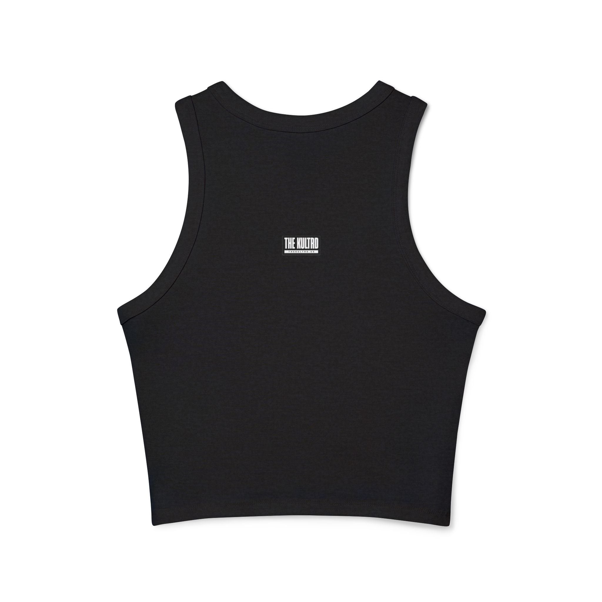 KULTRD Signature Racer Tank Top — Women's Cropped Micro Rib Graphic Tank