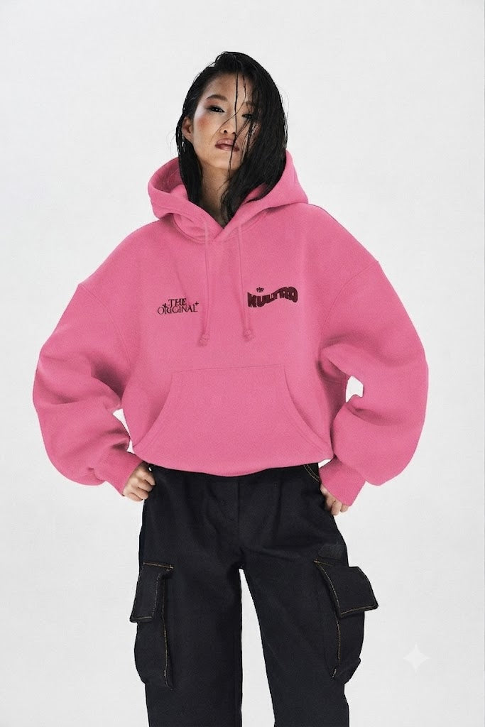 THE KULTRD: Women’s relaxed Original Pink hoodie design.