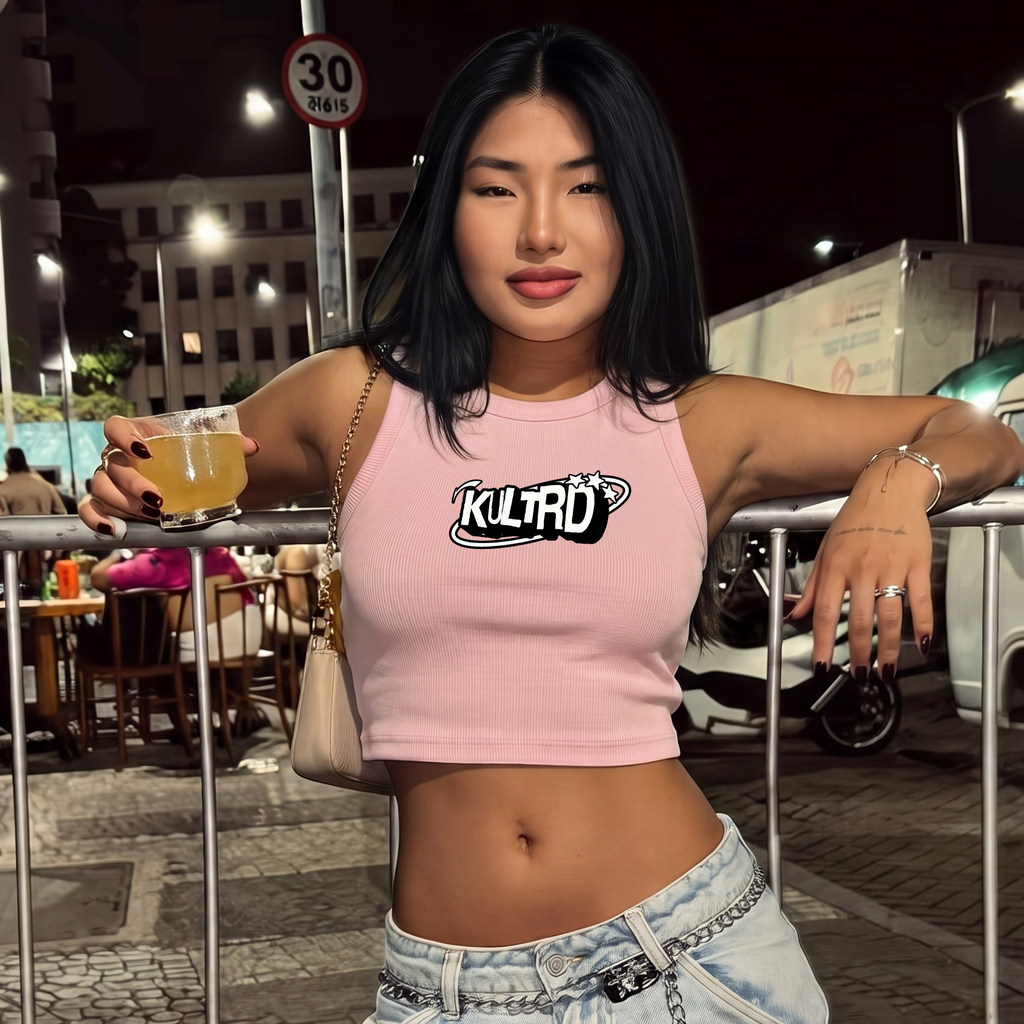 THE KULTRD Logo Racer Tank Top — Women's Micro Rib Cropped Tank