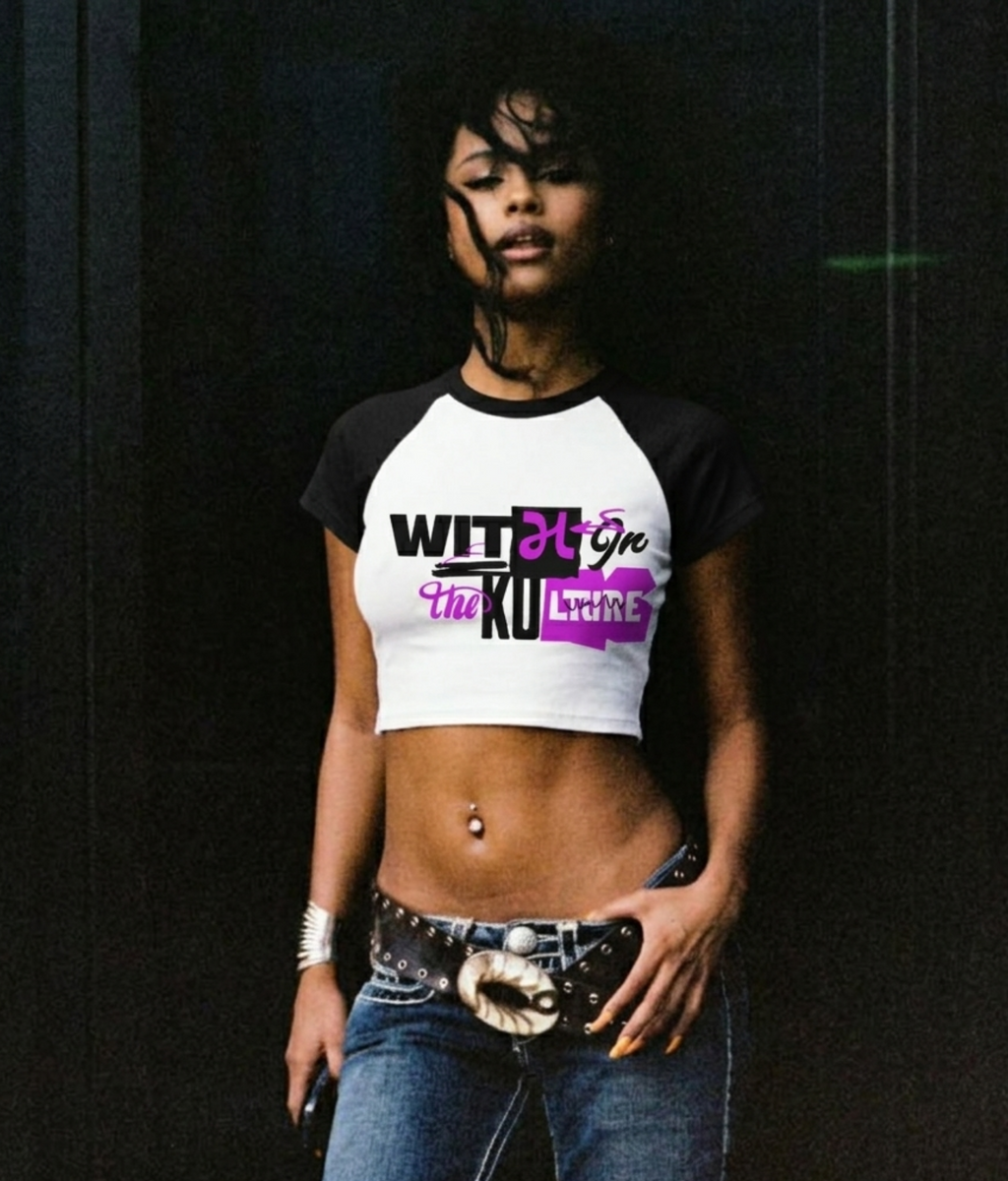 The "With The Kulture" Crop Raglan – Women's Premium Baby Tee