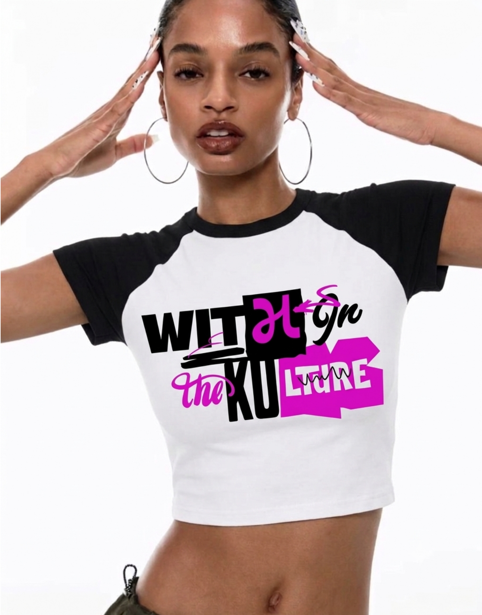 The "With The Kulture" Crop Raglan – Women's Premium Baby Tee