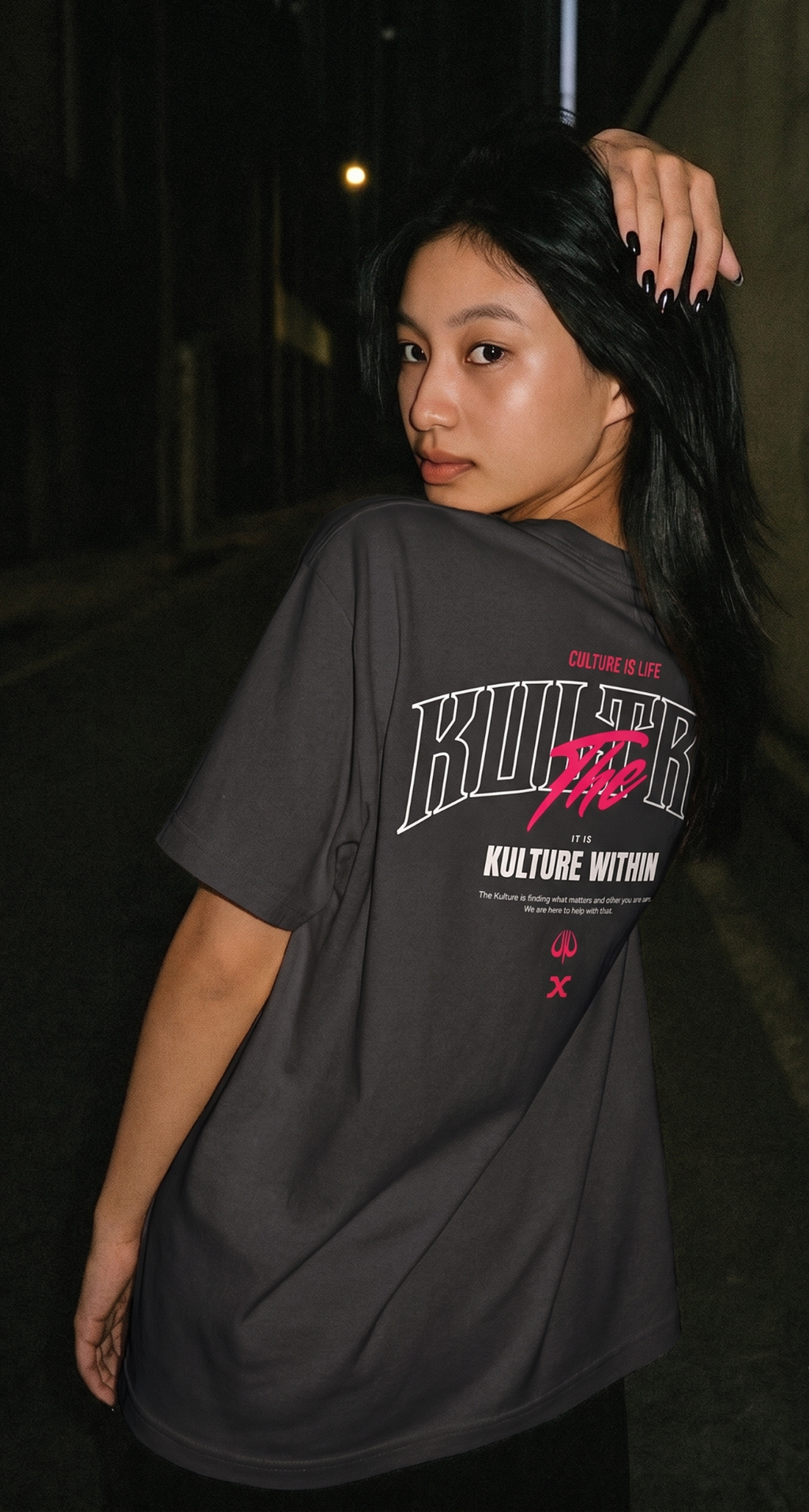 The Kultrd Signature Arch Tee – Pink & Black Script Edition [embordered front]
