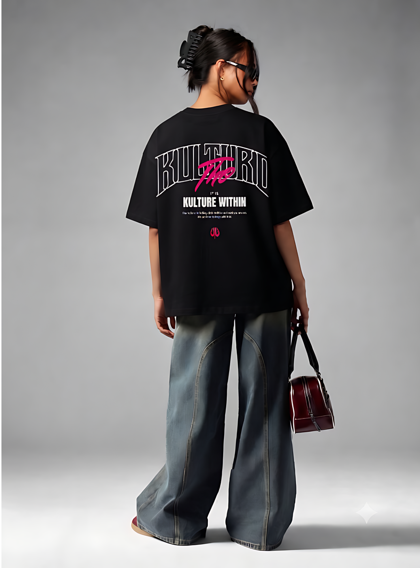 The Kultrd Signature Arch Tee – Pink & Black Script Edition [embordered front]